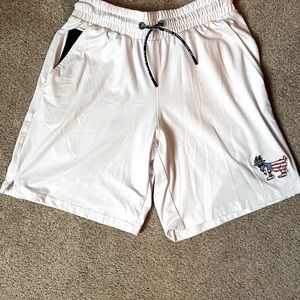 GOAT White Shorts. Size Small. No marks, stains, non-smoking home. Patch USA